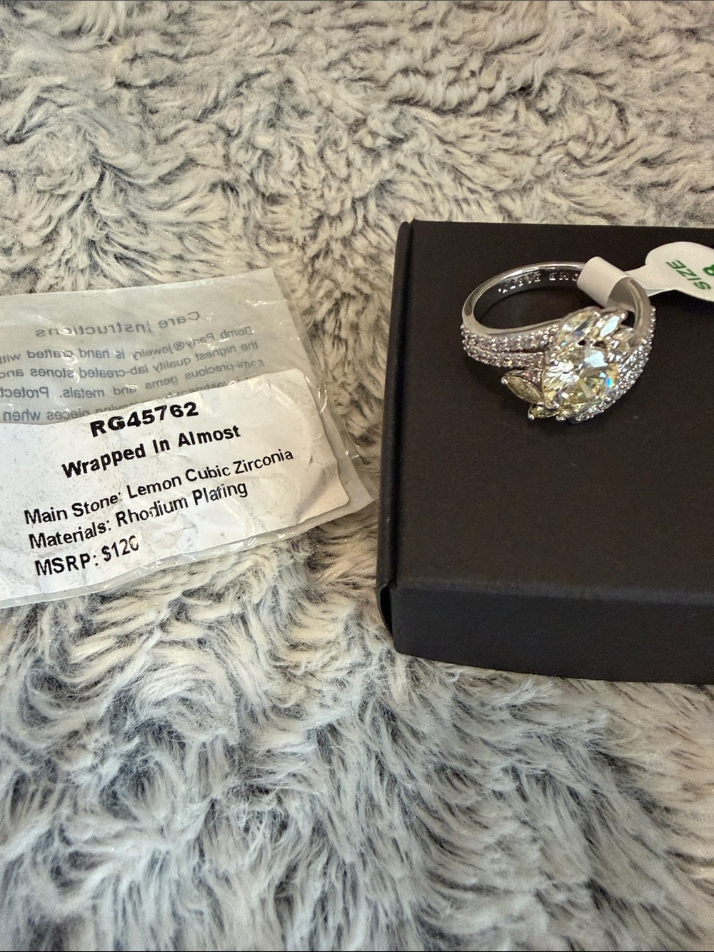 NWT Bomb Party OG Ring Lemon Cubic Zirconia Ring - Rhodium Size 8
